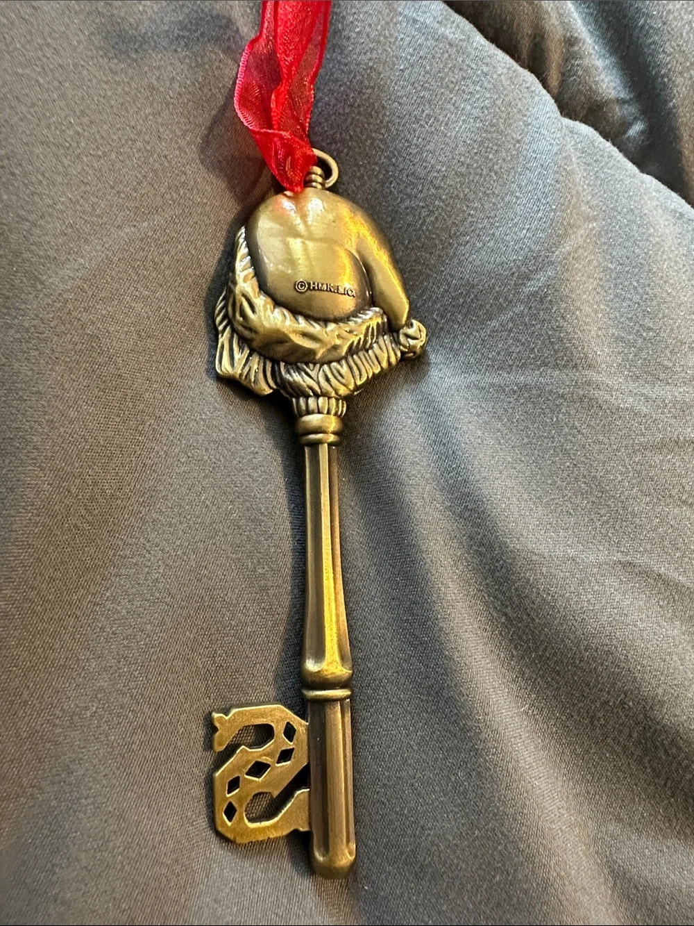 Hallmark Gold Santa Key Ornament with Red Ribbon